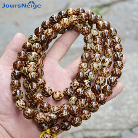 JoursNeige Small flowers tiger Root Bodhi Bracelets 108 Buddh Beads Prayer Japa mala rosary Wood hand string men women Bracelet